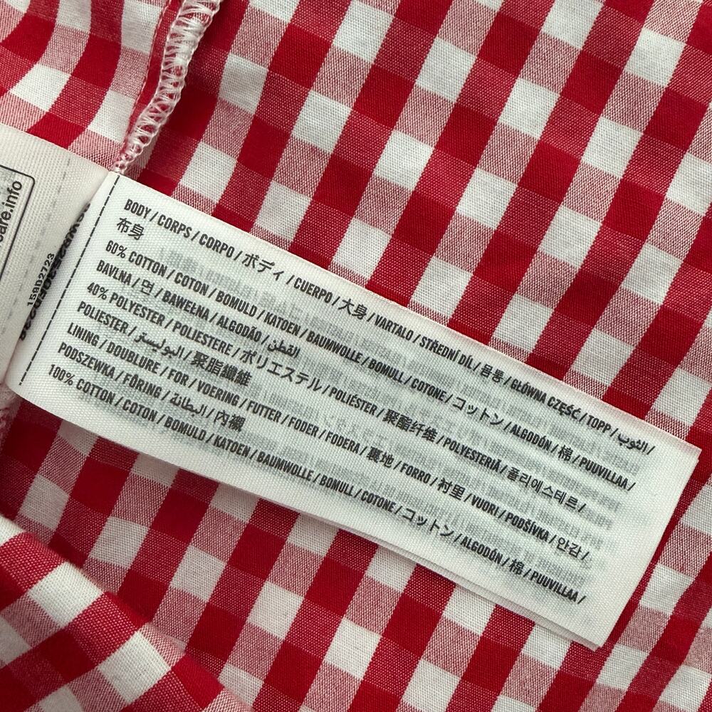ABERCROMBIE & FITCH | Red White Gingham Smocked Puff Sleeve Babydoll Dress | XLP - Picture 9 of 10